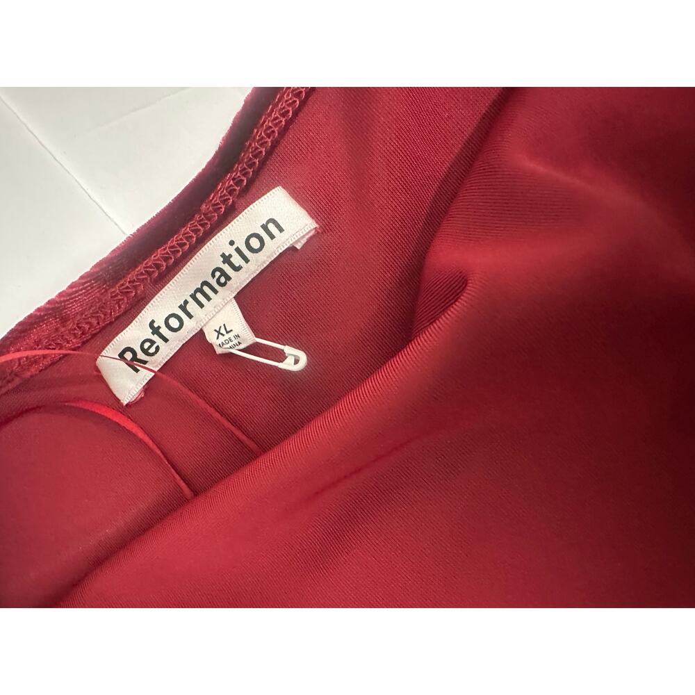 REFORMATION Midi Dress Merel Red Velvet New size XL - Picture 2 of 8